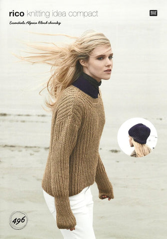 Rico Essentials Alpaca Blend Chunky Pattern 496 - Sweater & Hat