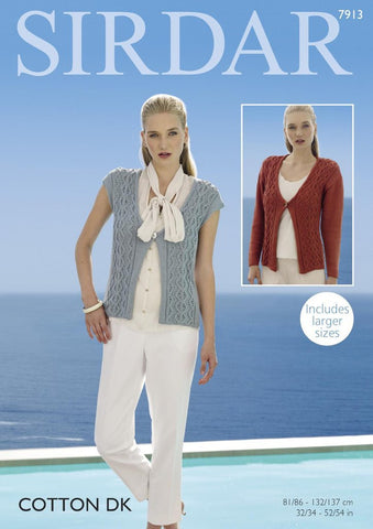 Sirdar Cotton DK Pattern 7913 - Cardigan & Waistcoat