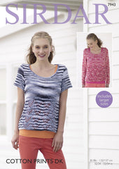 Sirdar Cotton Prints DK Pattern 7943 - Long & Short Sleeved Sweater - NOW €1.00