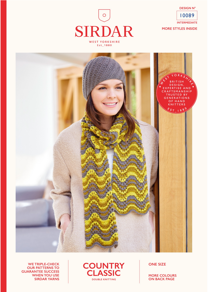 Sirdar Country Classic DK Pattern 10089 - Hat & Scarf