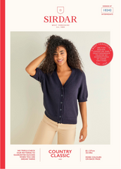 Sirdar Country Classic 4 Ply Pattern 10242 - V-NECK SHORT SLEEVED CARDIGAN