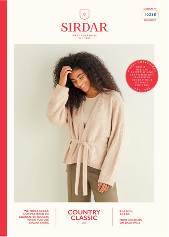 Sirdar Country Classic 4 Ply Pattern 10238 - ZEBRA WRAP CARDIGAN