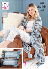 King Cole Fjord DK Pattern 5655 - Cushion, Throw, Tea Cosy & Hot Water Bottle Cover