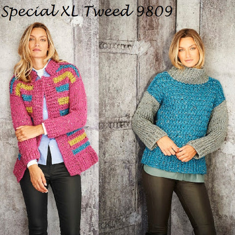Stylecraft Special XL Tweed Super Chunky Pattern 9809 -  Jacket and Sweater