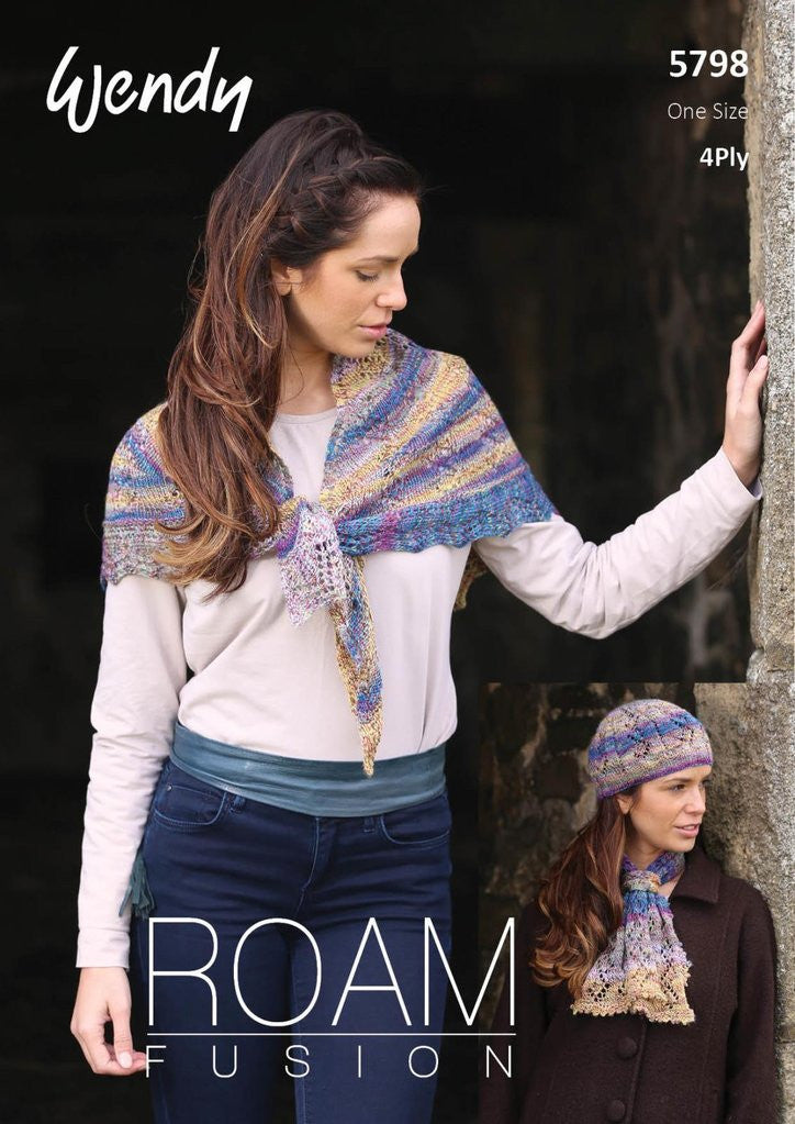 Wendy Roam Fusion Knitting Pattern 5798 - Shawl, Hat & Cravat - NOW €1.00
