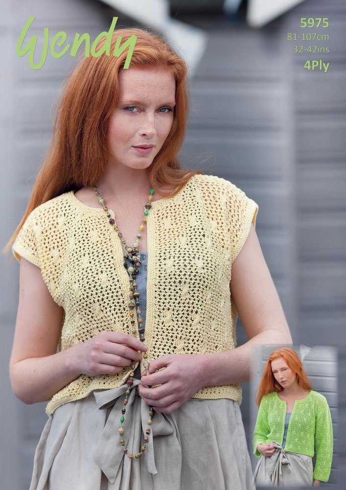 Wendy Supreme Cotton 4 ply Pattern 5975 - Lacy Cardigans - NOW €1.00