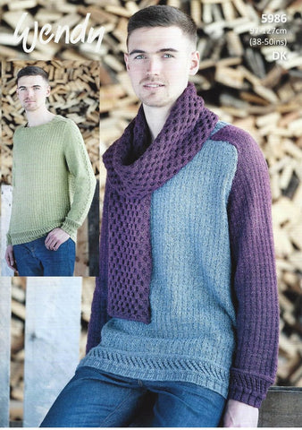 Wendy Pixile DK Pattern 5986  - Men's Sweater and Scarf - NOW €1.00