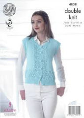 King Cole Cottonsoft DK Pattern 4838 - Short Sleeved Top & Sleeveless Top