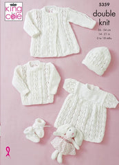 King Cole Comfort DK Pattern 5359 - Jacket, Matinee Coat, Angel Top, Hat, Bootees & Blanket
