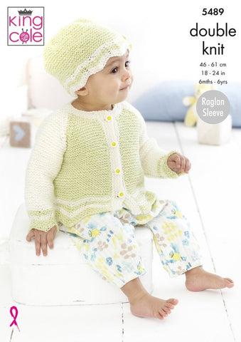 King Cole Cotton Top DK Pattern 5489 - Top, Cardigan & Hat