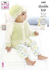 King Cole Cotton Top DK Pattern 5489 - Top, Cardigan & Hat