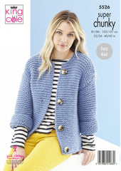 King Cole Timeless Super Chunky Pattern 5526 - Cardigans & Hat