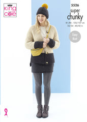 King Cole Timeless Super Chunky Pattern 5526 - Cardigans & Hat