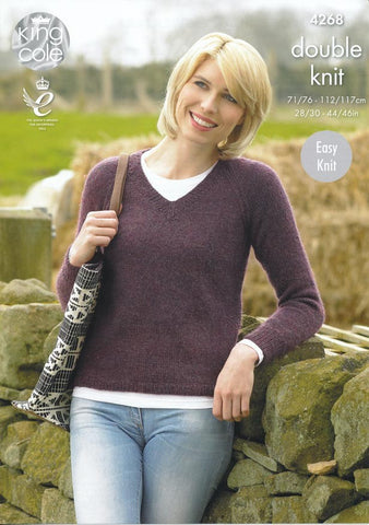 King Cole Panache DK Pattern 4268 - Raglan Cardigan & Sweater - NOW €1.00