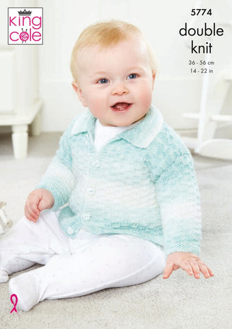 King Cole Baby Pure DK Pattern 5774 - Collared & V Neck Cardigans