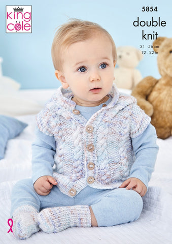 King Cole Little Treasures DK Pattern - 5854 Jacket, Gilet, Sweater and Socks