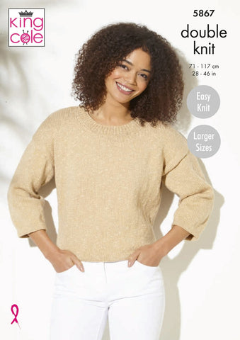 King Cole Cotton Top DK Pattern 5867 - Sweater and Top