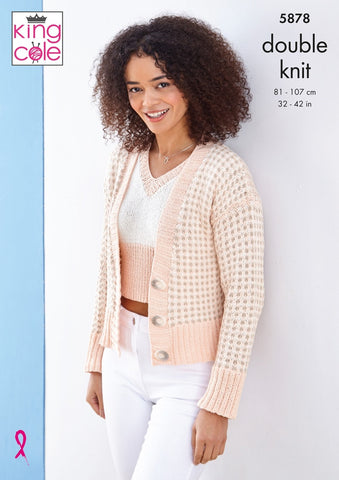 King Cole Finesse Cotton Silk DK pattern - 5878 Cardigans and Top