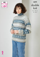 King Cole Fjord DK Pattern - 5899 Cardigan, Sweater, Scarf and Hat