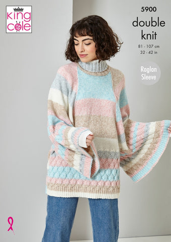 King Cole Harvest DK Pattern 5900 - Cardigan, Sweater & Scarf