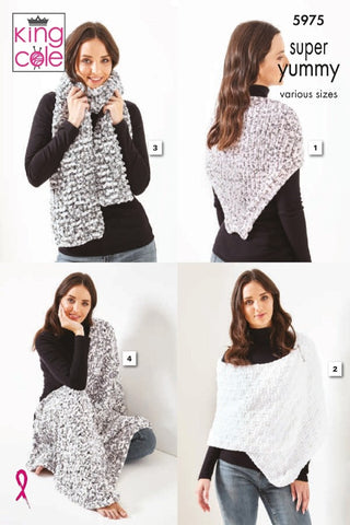 King Cole Super Yummy Pattern 5975 - Scarves
