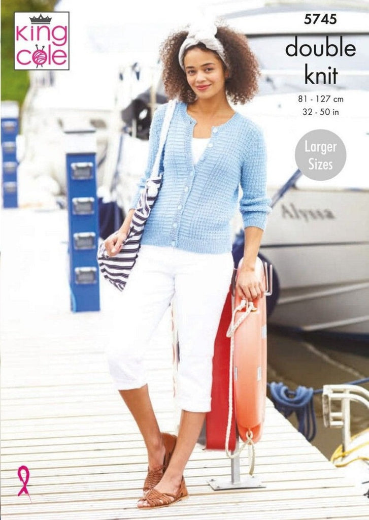 King Cole Cottonsmooth DK Pattern 5745 - Cardigan and Top