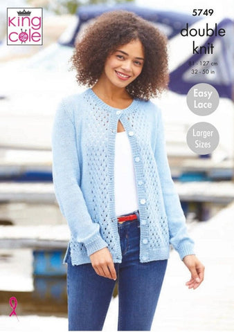 King Cole Cottonsmooth DK Pattern 5749 - Sweater and Cardigan