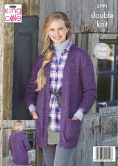 King Cole Homespun DK Pattern 5791 - Cardigans