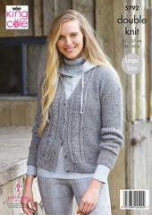 King Cole Homespun DK Pattern 5792 - Ladies V-Neck Cardigan & Waistcoat