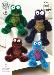 King Cole Tinsel Chunky Knitting Pattern 9048 - Range of Frogs