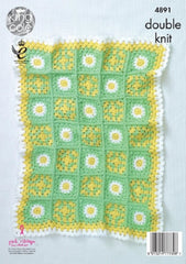 King Cole Cherish DK Pattern 4891 - Crochet Floral Motif Blankets