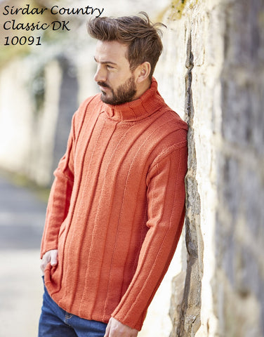 Sirdar Country Classic DK Pattern 10091 - Men's Turtle Neck Sweater