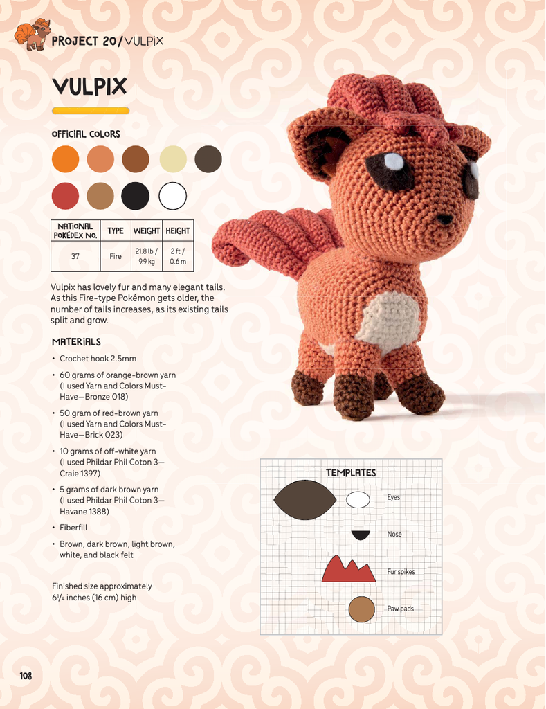 Set of 2 Crochet Patterns - Amigurumi Pokemon Vulpix