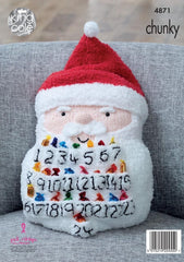 King Cole Big Value Baby Chunky, Yummy, Cuddles & Dollymix Pattern 4871 - Snowman & Santa Advent Cushions