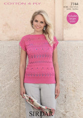 Sirdar Cotton 4 Ply Pattern 7744 - Womens Top