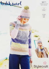 Stylecraft Batik Swirl DK Pattern 9671 - Sweater, Snood & Hat
