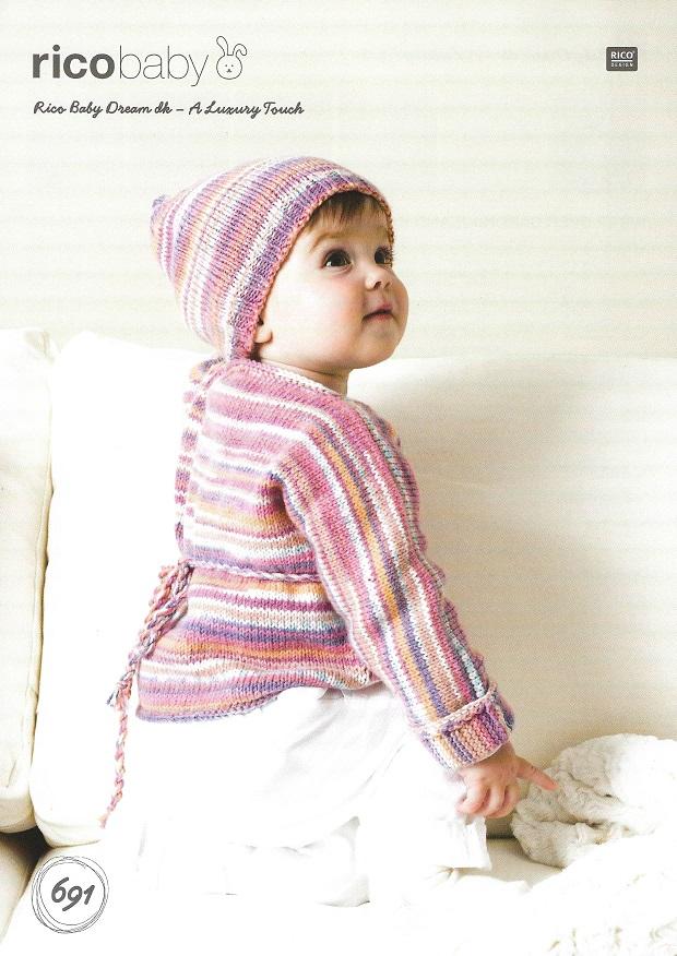 Rico Baby Dream DK A Luxury Touch Pattern 691 Wrapover Cardigan Crafty