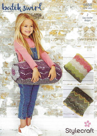Stylecraft Batik Swirl DK Crochet Pattern 9488 - Ripple & Bolster Cushion