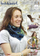 Stylecraft Batik Swirl DK Crochet Pattern 9489 - Scarf, Cowl & Mitts