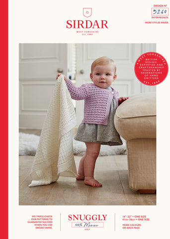Sirdar Snuggly 100% Merino 4 Ply Pattern 5260 - Cardigan & Blanket