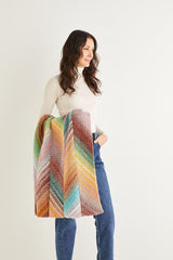 Sirdar Jewelspun Aran Pattern 10141 - Knitted Bias Blanket