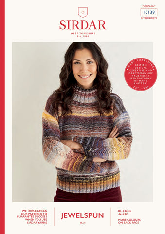 Sirdar Jewelspun Aran Pattern 10139 - Sweater