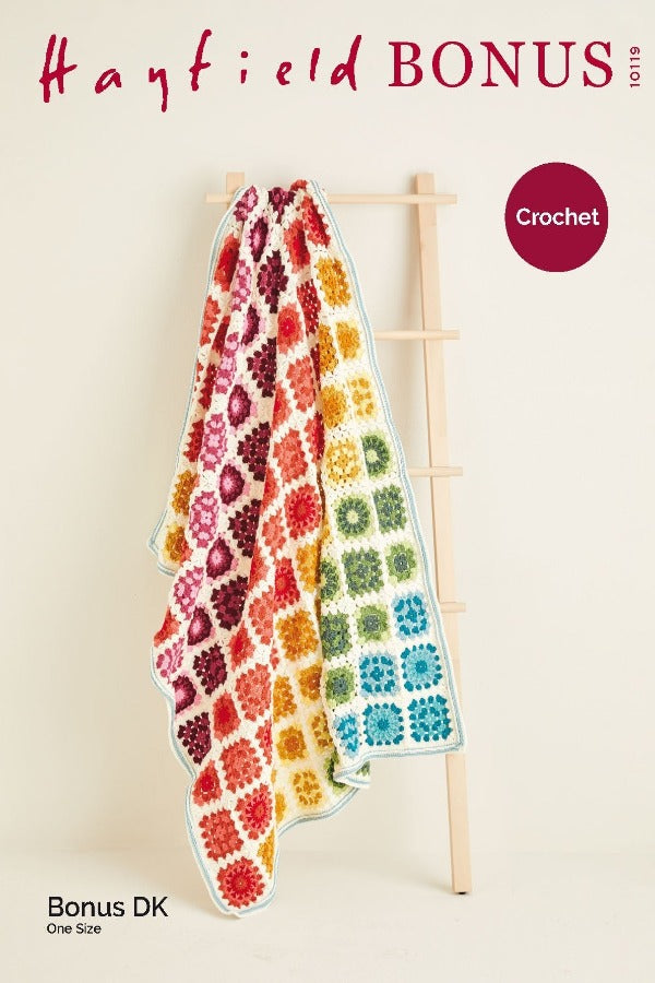 Hayfield Bonus DK Pattern 10119 - Crochet Gradient Granny Square Blanket