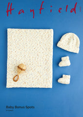 Hayfield Bonus Baby Spots Pattern 5445 - Blanket, Hat & Bootees