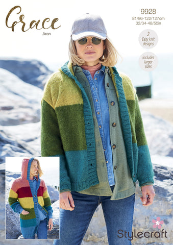 Stylecraft Grace Aran Pattern 9928 - Cardigans