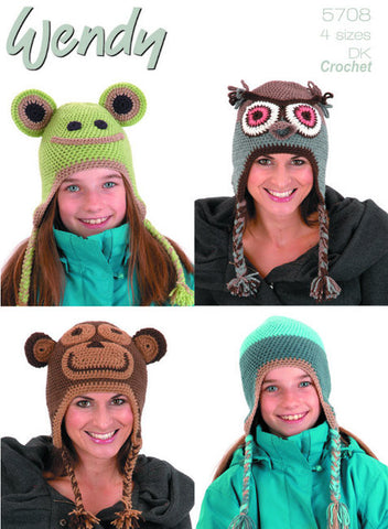Wendy Mode DK Crochet Pattern 5708: Animal Hats - NOW €1.00