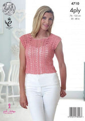 King Cole Giza Cotton 4 Ply Pattern 4710 - Crochet Top & Cardigan